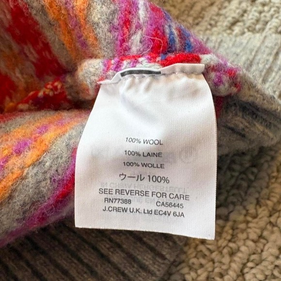J. Crew Fairisle Sweater Gray Multicolor Long Sleeve Colorful Bright Women's S M - Picture 4 of 8